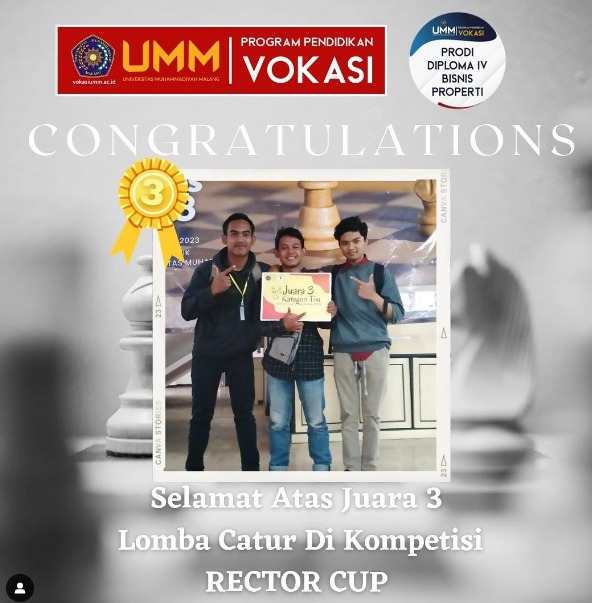 Langkah Maknyus “Tejo” Mahasiswa D4 Bisnis Properti Vokasi UMM Berhasil Juara dalam Ajang Rektor Cup UMM